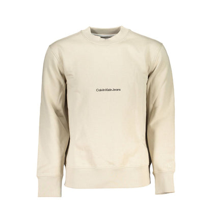 Sweatshirt by Calvin Klein for men in cotton beige features an provocated silhouette, detailed with a provocated long-sleeve and a refined crew neckline for a sophisticated aesthetic.