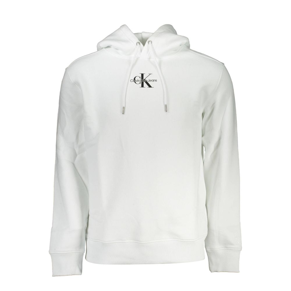 Hooded Sweatshirt Hoodie by Calvin Klein for men in cotton white & print features a slouchy chic silhouette, detailed with a slouchy chic and a signature hooded neckline for an elevated aesthetic.