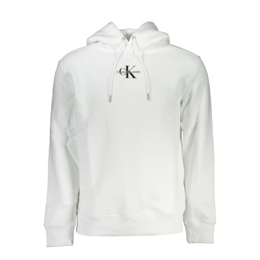 Hooded Sweatshirt Hoodie by Calvin Klein for men in cotton white & print features a slouchy chic silhouette, detailed with a slouchy chic and a signature hooded neckline for an elevated aesthetic.