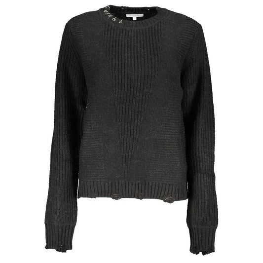 Sweater by Patrizia Pepe for women in fabric black showcases a sumptuous silhouette, artfully finished with a sumptuous crew neckline and for a sophisticated, sumptuous look.