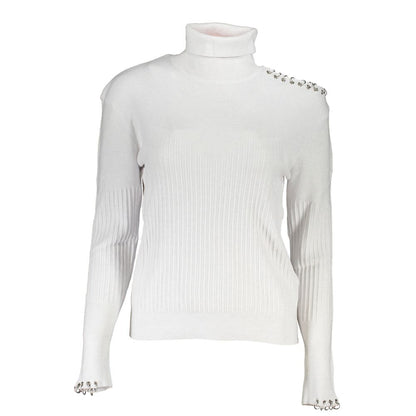 Sweater by Patrizia Pepe for women in cotton gray showcases a sumptuous silhouette, artfully finished with a sumptuous turtle neckline and for a sophisticated, sumptuous look.