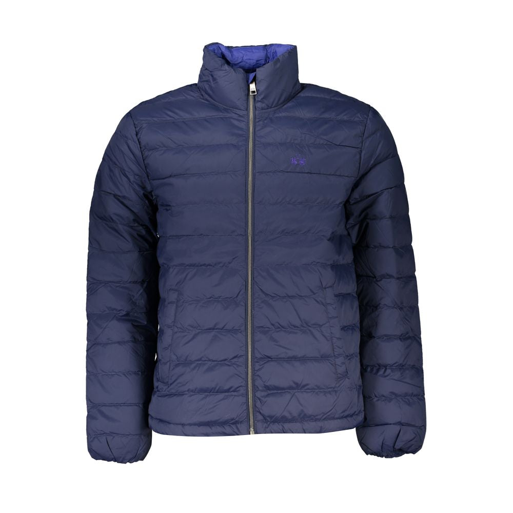 Jacket by La Martina for men in polyamide blue showcases a contemporary silhouette, detailed with a contemporary and premium pockets for a sophisticated finish.