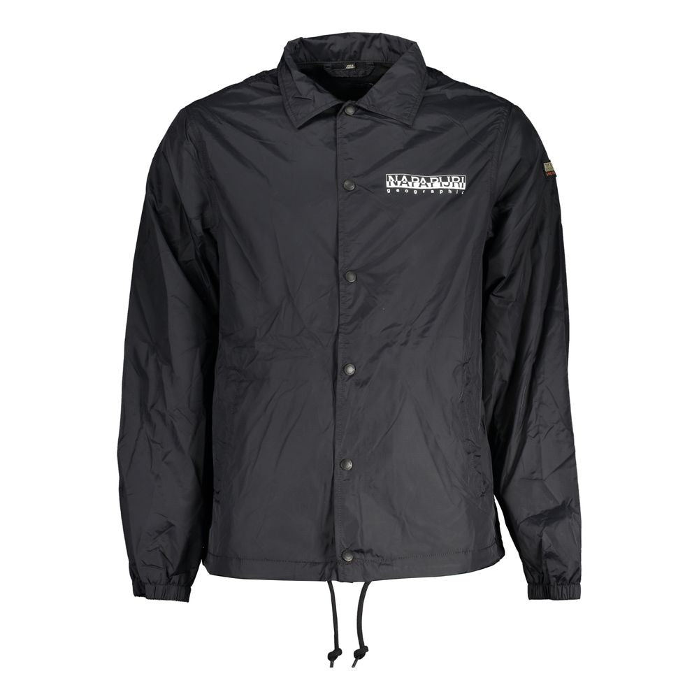 Jacket by Napapijri for men in polyester black features an utilitarian silhouette with a refined , showcasing sophisticated water-resistant & pockets for an utilitarian aesthetic.