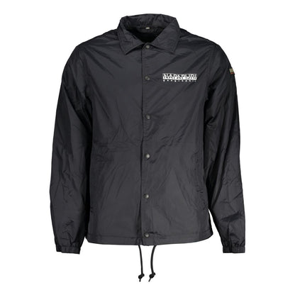 Jacket by Napapijri for men in polyester black features an utilitarian silhouette with a refined , showcasing sophisticated water-resistant & pockets for an utilitarian aesthetic.