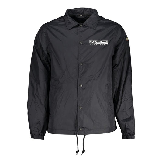 Jacket by Napapijri for men in polyester black features an utilitarian silhouette with a refined , showcasing sophisticated water-resistant & pockets for an utilitarian aesthetic.
