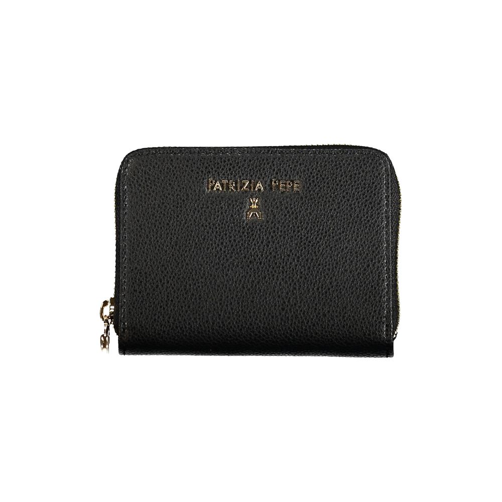 Wallet by Patrizia Pepe for women in leather black & signature features a streamlined silhouette, showcasing the streamlined Leather Wallet design with sophisticated coin-purse for a premium look.