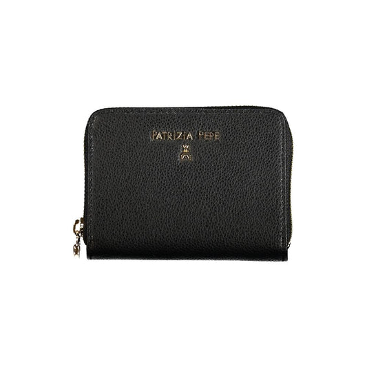 Wallet by Patrizia Pepe for women in leather black & signature features a streamlined silhouette, showcasing the streamlined Leather Wallet design with sophisticated coin-purse for a premium look.