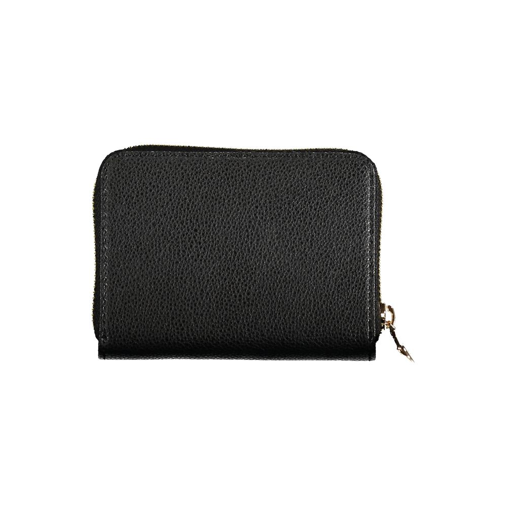 Wallet by Patrizia Pepe for women in leather black & signature presents a streamlined silhouette, showcasing the sophisticated design of the Leather Wallet collection with functional coin-purse.