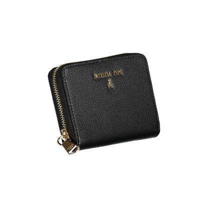 Wallet by Patrizia Pepe for women in leather black & signature showcases a refined silhouette, artfully capturing the essence of the refined Leather Wallet design with functional coin-purse.