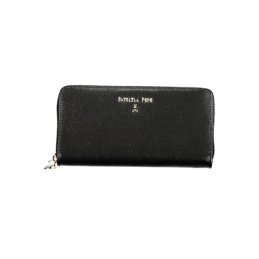 Wallet by Patrizia Pepe for women in leather black presents a architectural silhouette from the Leather Wallet collection, showcasing architectural coin-purse for a architectural finish.