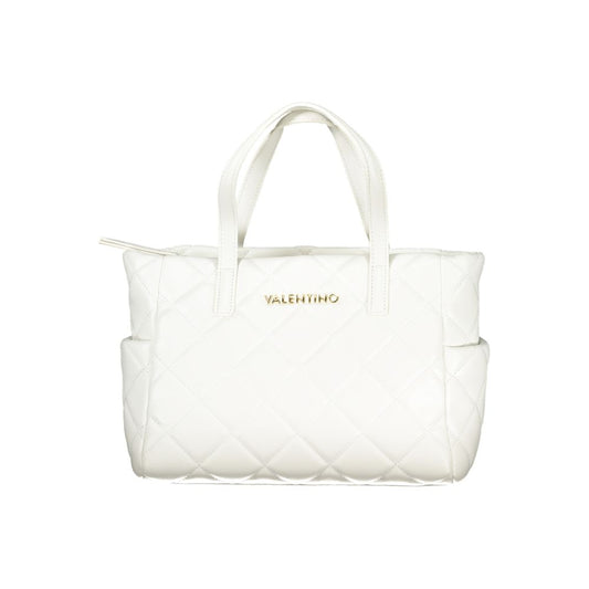 This Handbag by Mario Valentino for women in polyethylene and white presents a sculptural silhouette featuring a secure zipper, ample external-pockets & internal-pockets, and versatile shoulder-strap, handle & adjustable-strap for a sculptural finish.