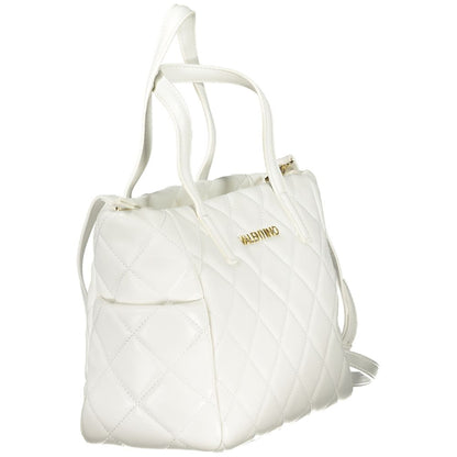 Handbag by Mario Valentino for women in polyethylene white features an refined silhouette, showcasing a secure zipper, ample external-pockets & internal-pockets, and versatile shoulder-strap, handle & adjustable-strap for a sophisticated refined aesthetic.
