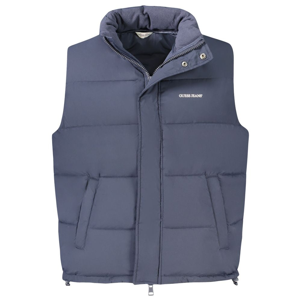 Vest by Guess Jeans for men in polyester blue & print features an contemporary silhouette, showcasing refined thermal & pockets and a contemporary for a sophisticated layered look.