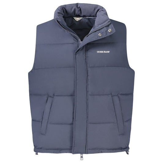 Vest by Guess Jeans for men in polyester blue & print features an contemporary silhouette, showcasing refined thermal & pockets and a contemporary for a sophisticated layered look.