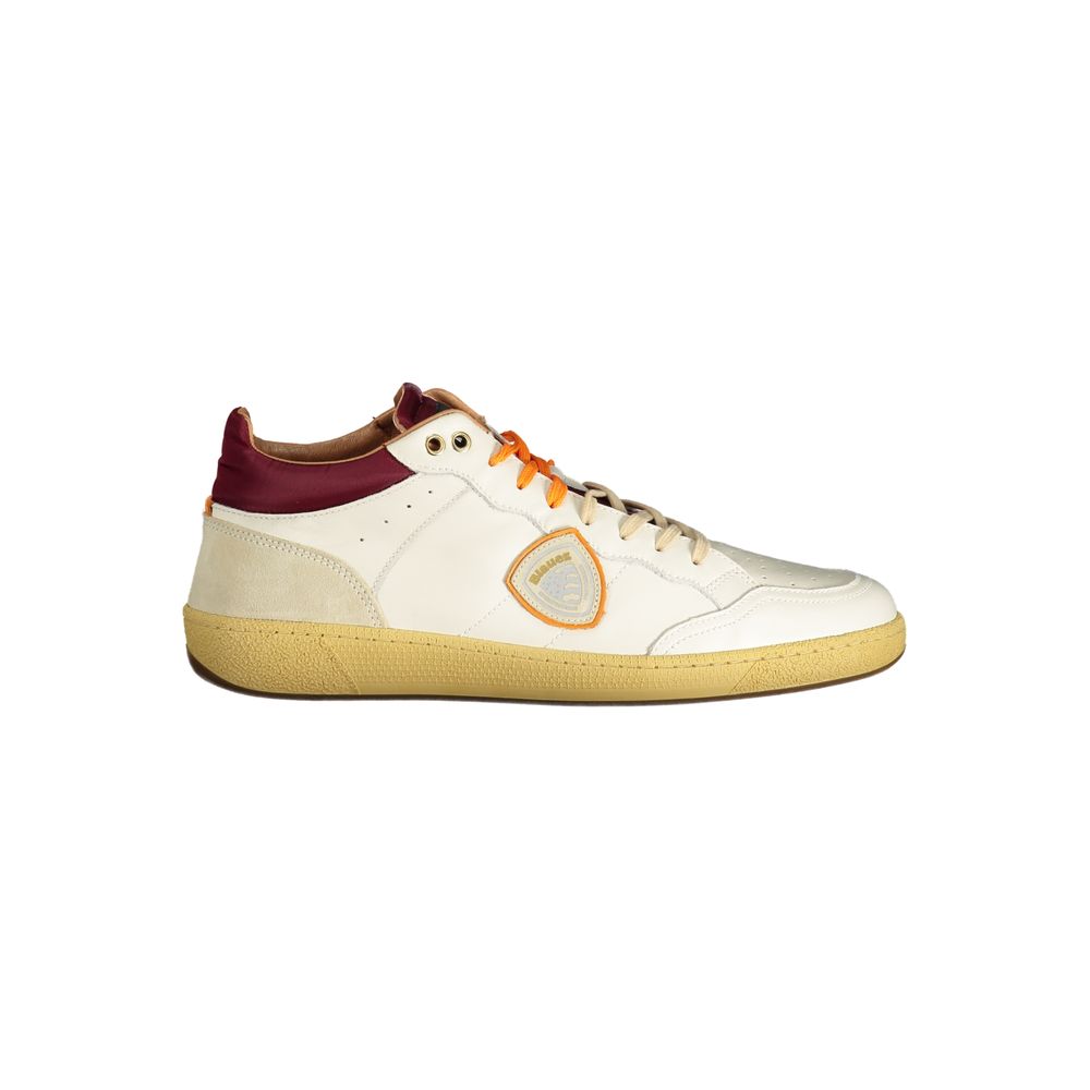 Sneakers by Blauer for men in polyester white features an opulent silhouette from the Men's Fashion Polyester Sneakers collection, showcasing a signature fashion style with an opulent finish.