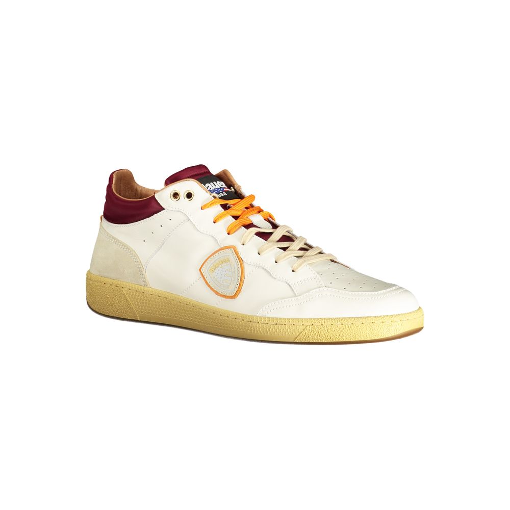 Sneakers by Blauer for men in polyester white presents a sumptuous silhouette from the Men's Fashion Polyester Sneakers collection, showcasing a sumptuous fashion style for an elevated aesthetic.