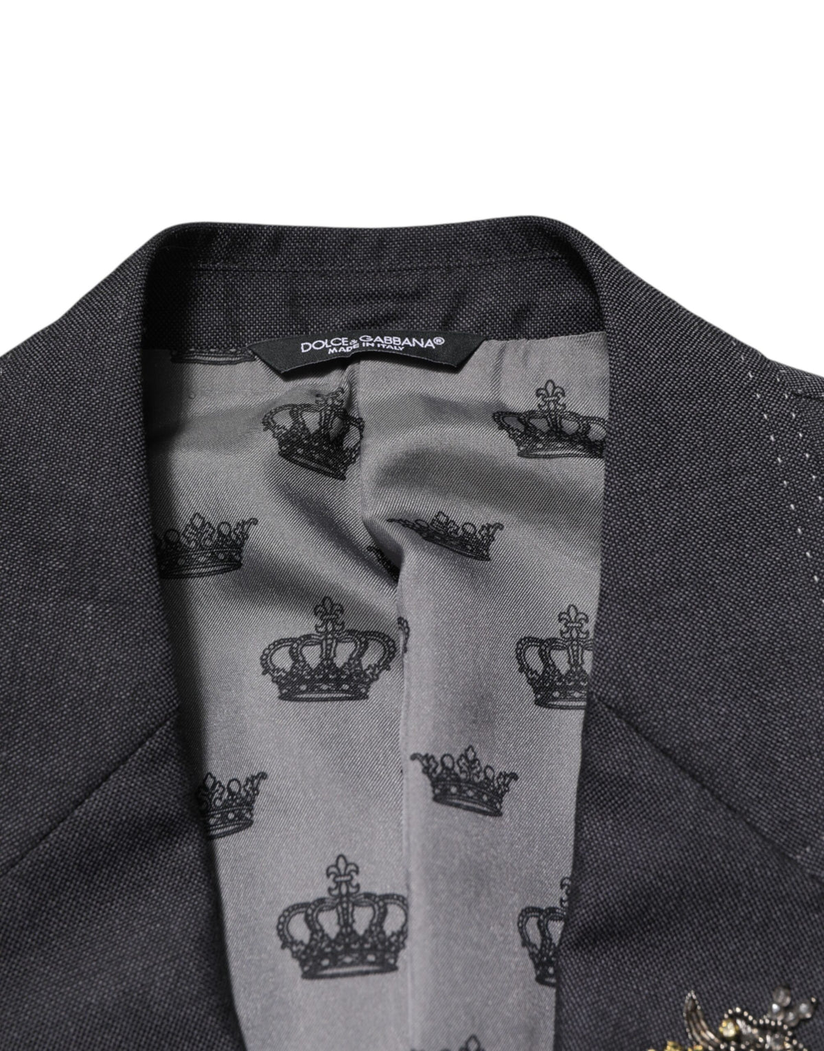 Dolce & Gabbana Men's Single Breasted Mohair Silk Nylon & Virgin Wool Blazer - Dark Gray
