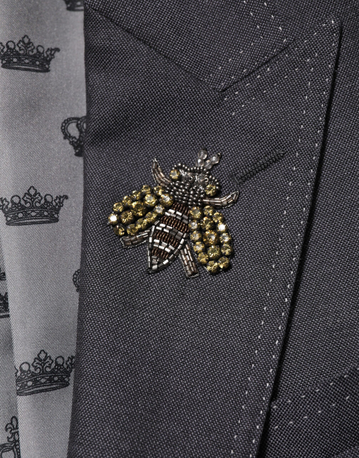 Dolce & Gabbana Men's Single Breasted Mohair Silk Nylon & Virgin Wool Blazer - Dark Gray