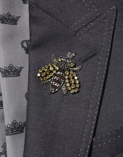 Dolce & Gabbana Men's Single Breasted Mohair Silk Nylon & Virgin Wool Blazer - Dark Gray