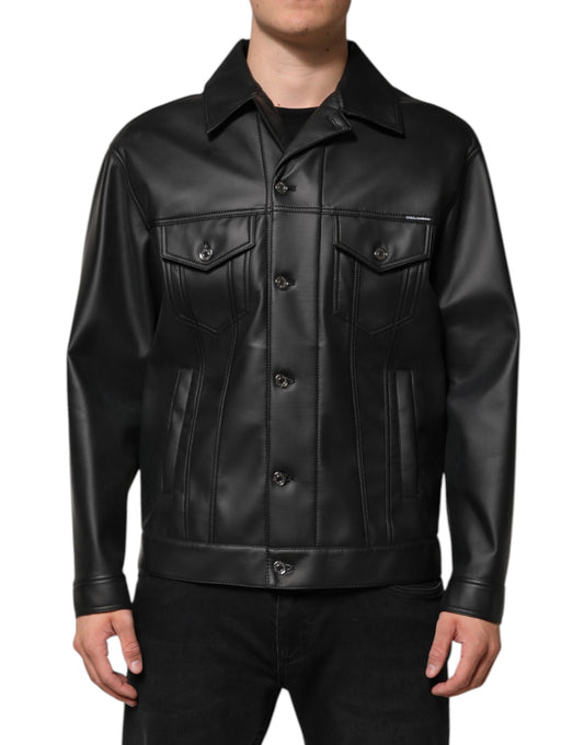 Dolce & Gabbana Men's Biker Paper Polyester & Elastane Jacket - Black