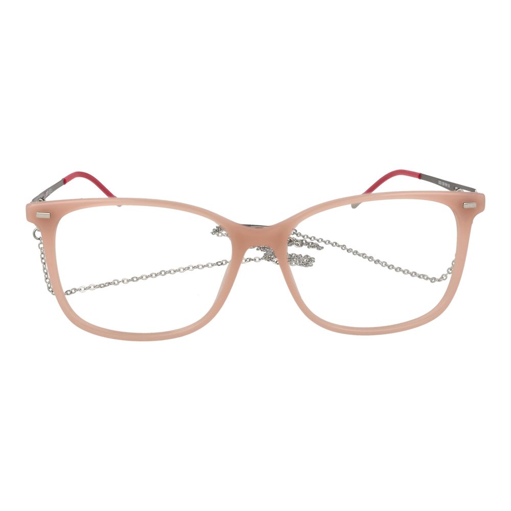 Eyeglasses Frames by Hugo Boss for women in acetate cream features an refined silhouette, showcasing a sophisticated cream coloured frame and refined full-frame frame design for a refined look.
