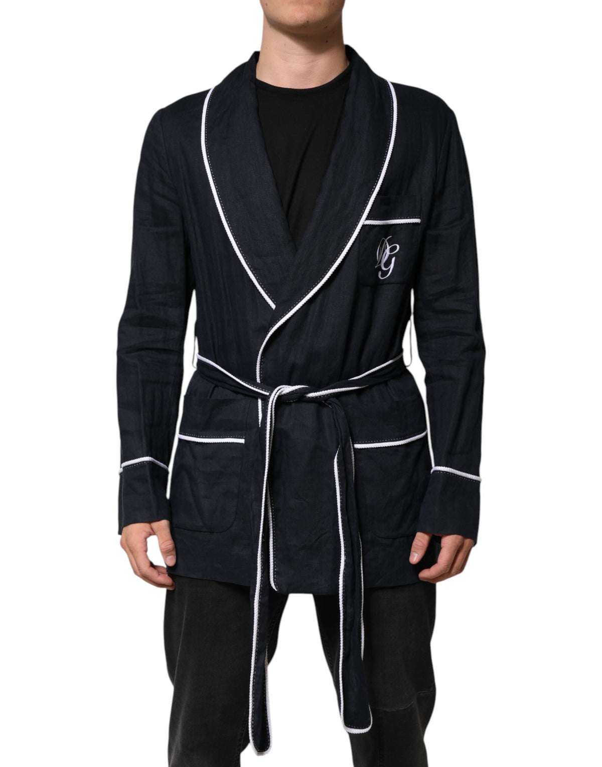 Dolce & Gabbana Men's Linen Blazer - Dark Blue