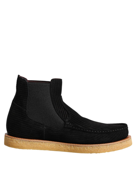 Dolce & Gabbana Men's Polyester Rubber Suede & Calf Leather Ankle Boots - Black
