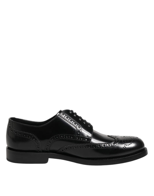 Dolce & Gabbana Men's Calfskin Leather Derby Lace-Up Shoes - Black