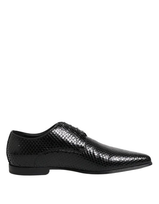 Dolce & Gabbana Men's Exotic & Python Leather Derby Lace-Up Shoes - Black