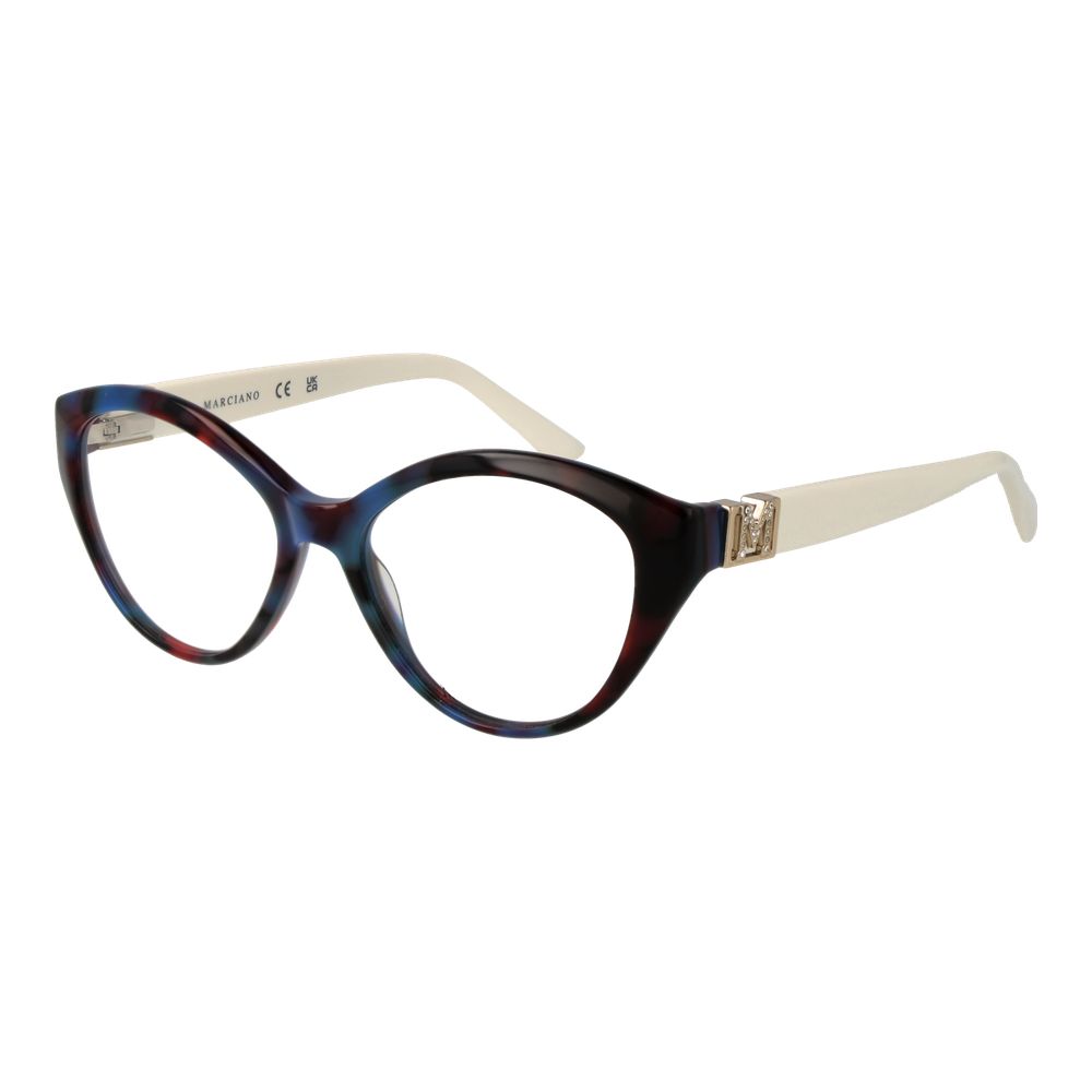 Eyeglasses Frames by Marciano by Guess for women in acetate blue features an refined silhouette, showcasing the refined blue coloured frame and sophisticated full-frame frame design.