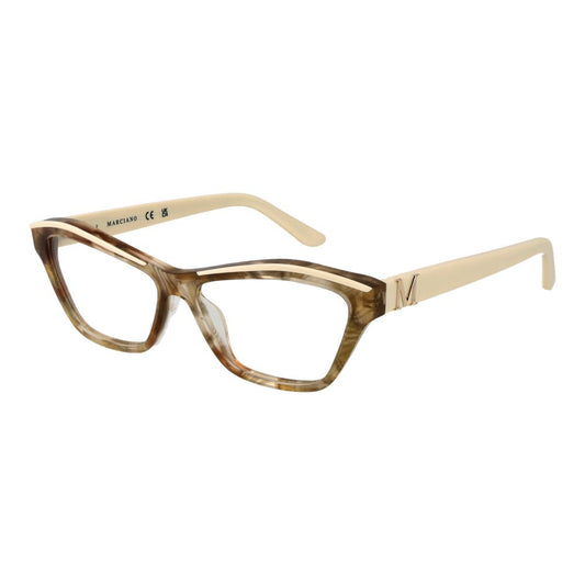 Eyeglasses Frames by Marciano by Guess for women in acetate beige features a refined silhouette, showcasing a refined beige coloured frame and full-frame frame design for a sophisticated, premium look.