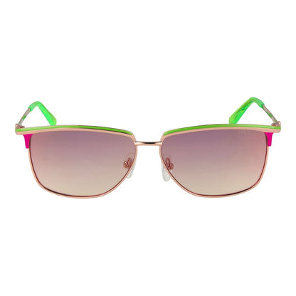 Sunglasses by Guess for women in metal green features an lustrous rectangle full-rim frame design with green coloured frame detailing and gradient category-1-light-tint lens for a lustrous aesthetic.