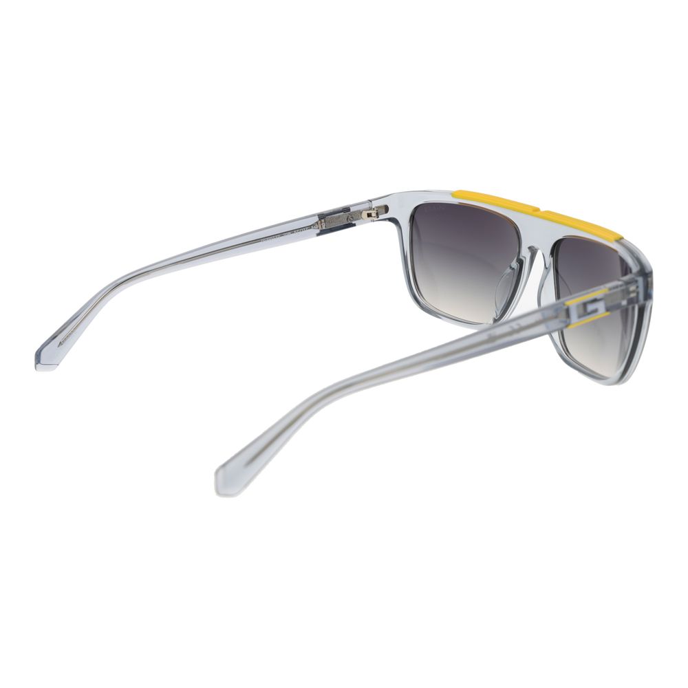 Sunglasses by Guess for men in stainless steel gray showcases a ethereal silhouette, featuring gray coloured frame rectangle full-rim frame design with gradient category-3-dark-tint lens for a ethereal finish.