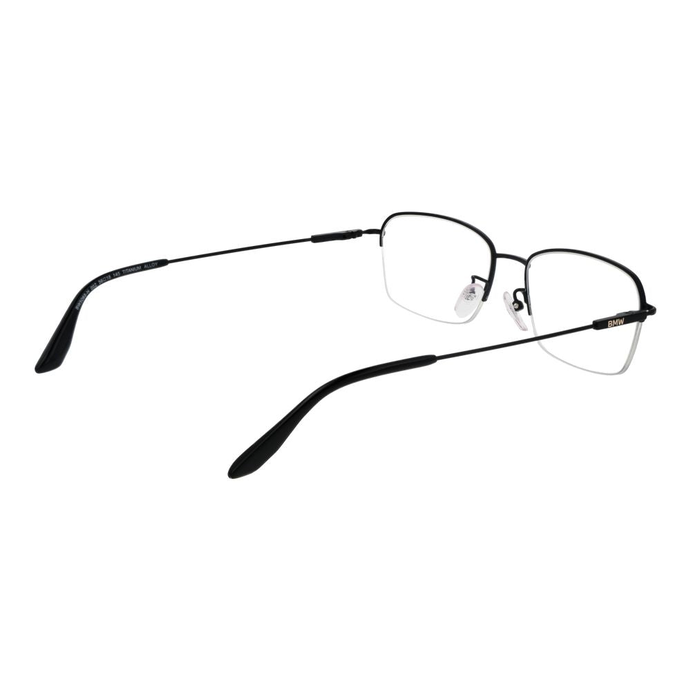 Eyeglasses Frames by BMW for men in titanium black showcases a reflective silhouette, artfully incorporating a sophisticated black coloured frame with a distinct half-frame frame design.