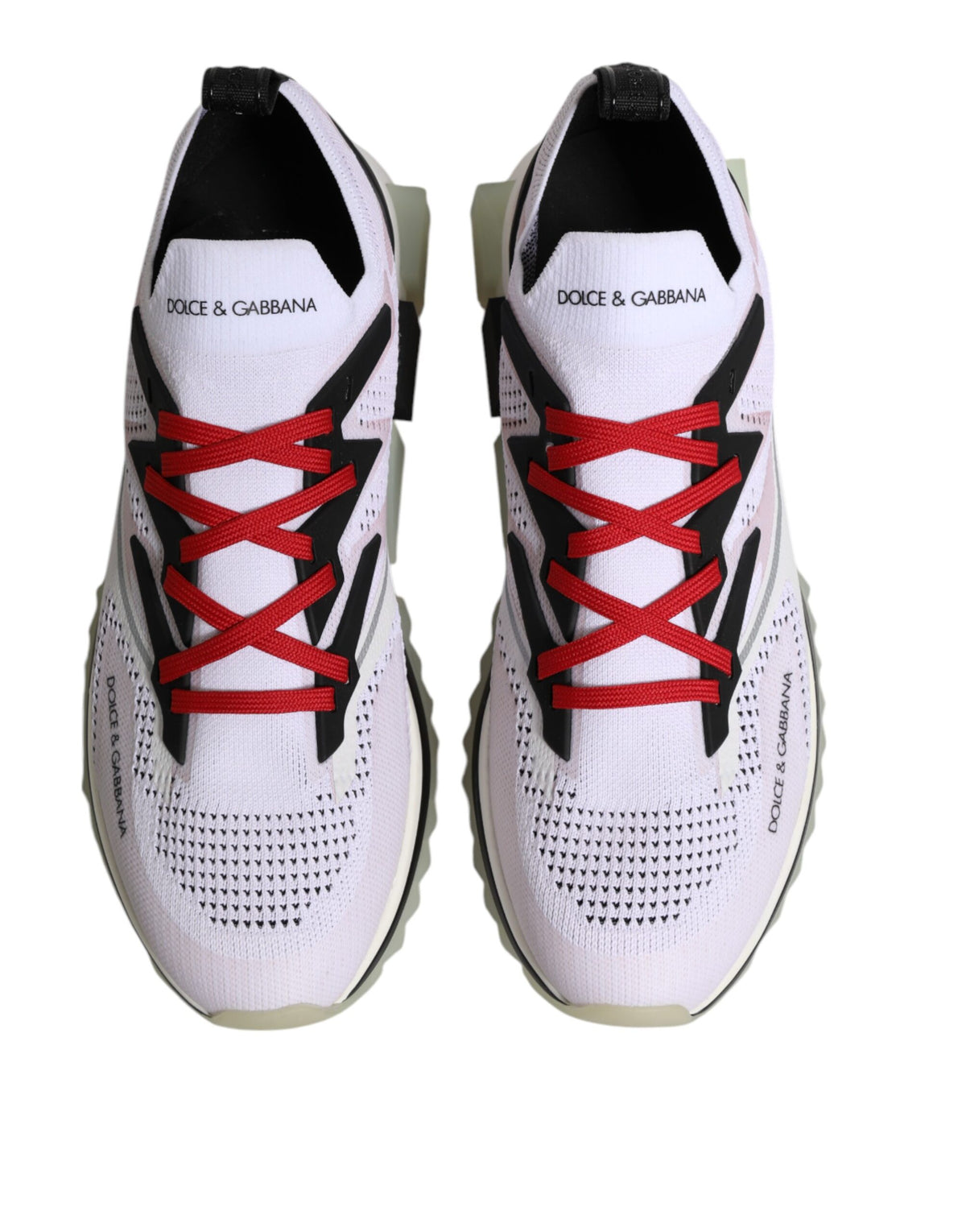Dolce & Gabbana Men's Low Top Polyester Rubber & Viscose Sneakers - Black Red White