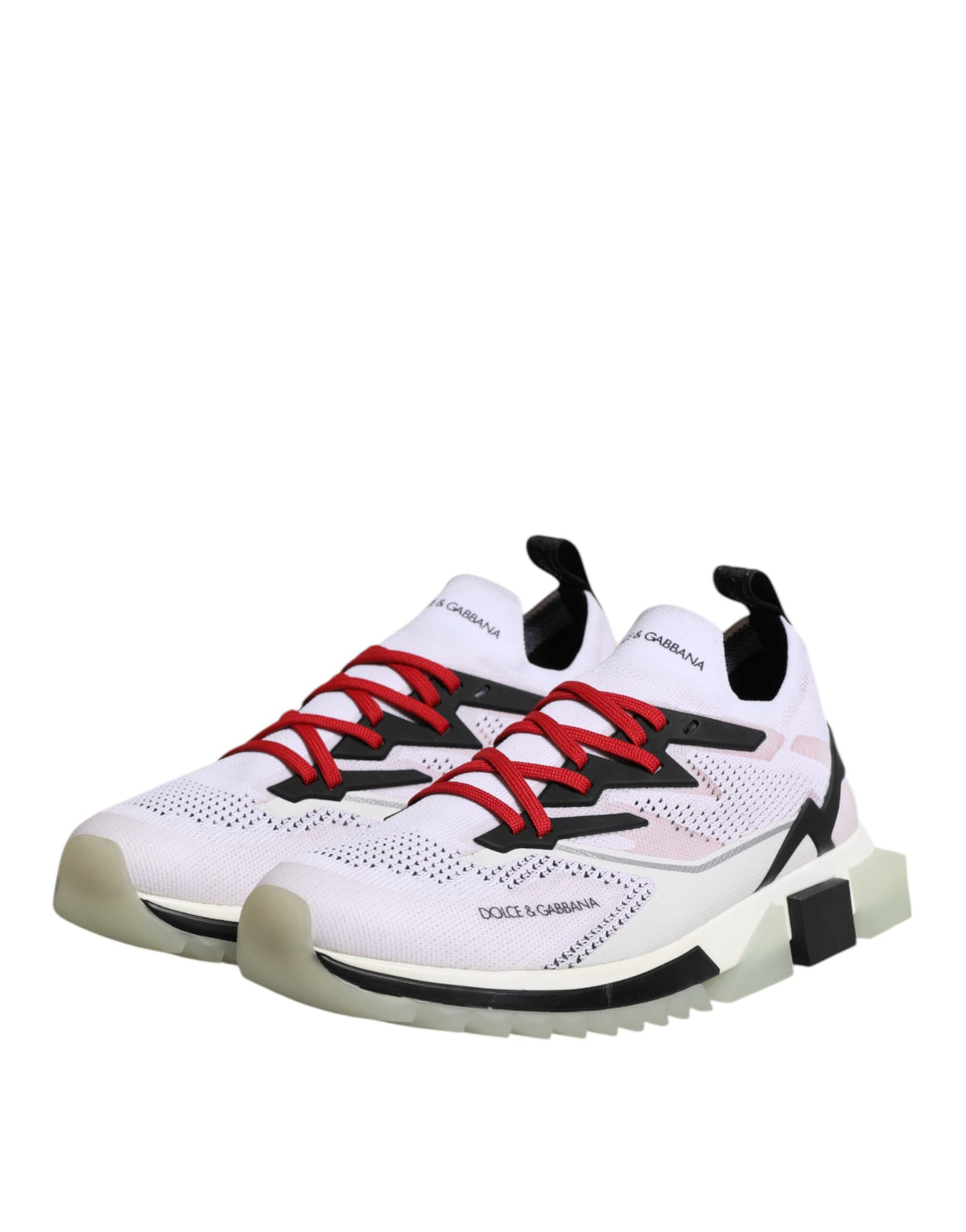 Dolce & Gabbana Men's Low Top Polyester Rubber & Viscose Sneakers - Black Red White
