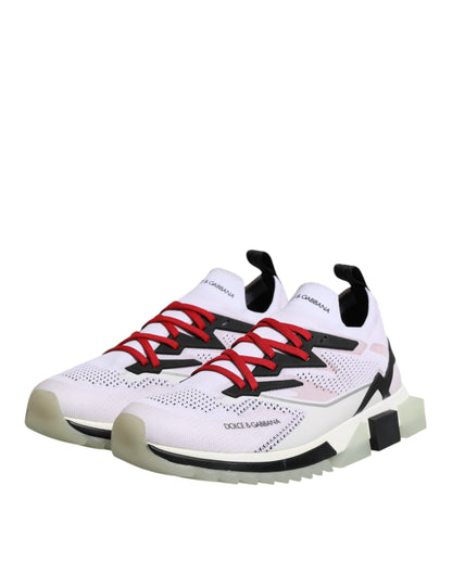 Dolce & Gabbana Men's Low Top Polyester Rubber & Viscose Sneakers - Black Red White