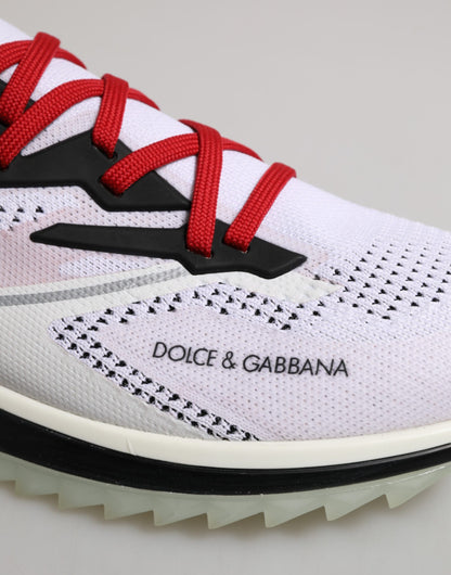 Dolce & Gabbana Men's Low Top Polyester Rubber & Viscose Sneakers - Black Red White
