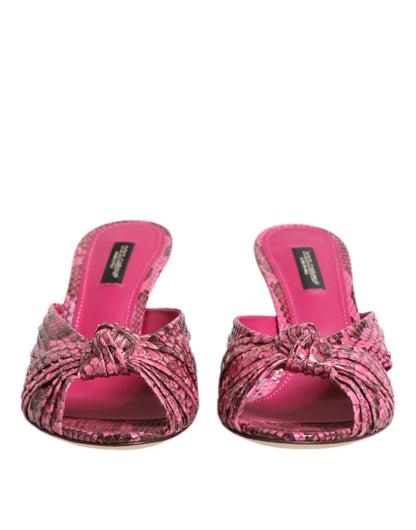 Dolce & Gabbana Women's Python Leather Slider Sandals - Pink