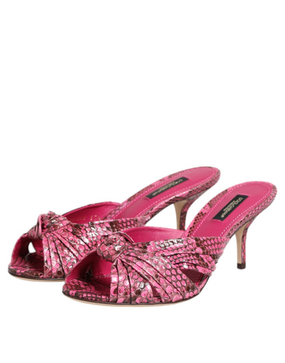 Dolce & Gabbana Women's Python Leather Slider Sandals - Pink