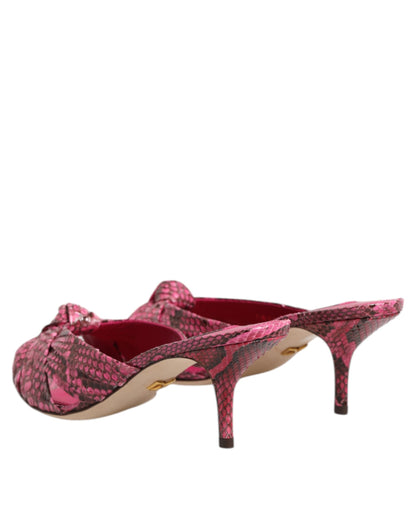 Dolce & Gabbana Women's Python Leather Slider Sandals - Pink