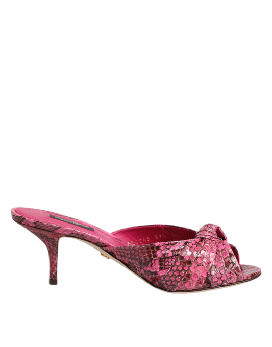 Dolce & Gabbana Women's Python Leather Slider Sandals - Pink