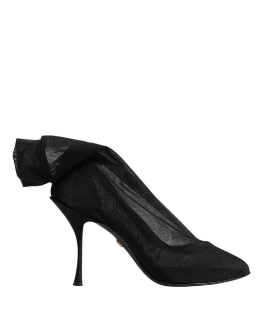 Dolce & Gabbana Women's Silk Viscose Nylon & Leather Sock Boots - Black