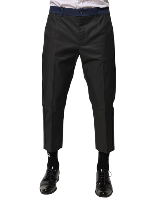 Dolce & Gabbana Men's Relaxed Fit Cropped Nylon Cotton Chinos Pants - Blue Gray