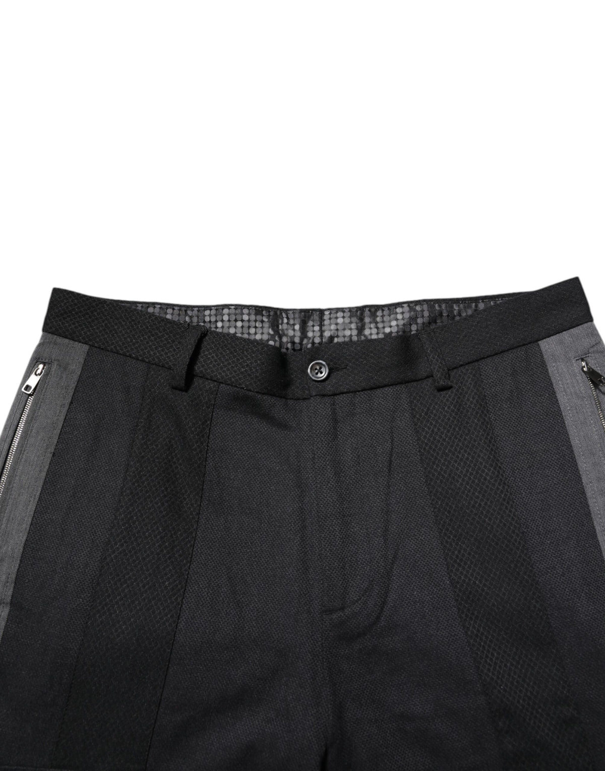 Dolce & Gabbana Men's Tapered Leg Cotton Silk & Wool Trousers - Black Gray Signature