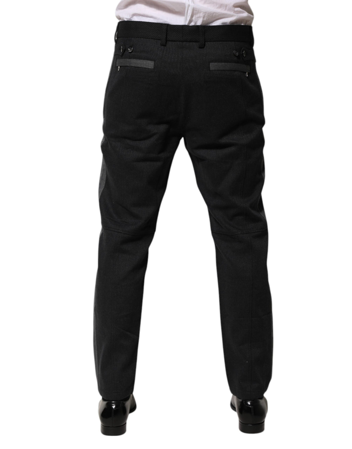 Dolce & Gabbana Men's Tapered Leg Cotton Silk & Wool Trousers - Black Gray Signature