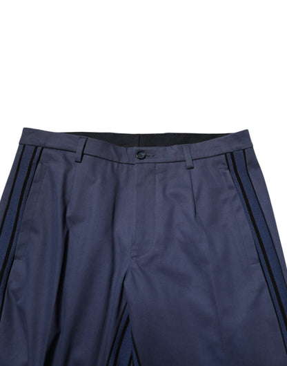 Dolce & Gabbana Blue Cotton Tapered Men Formal Trousers Pants