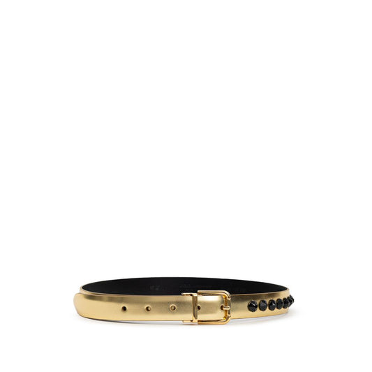 Belt by Dolce & Gabbana for women in leather black & gold features a versatile silhouette, artfully showcasing the versatile design of the Leather Belt for a sophisticated, premium finish.