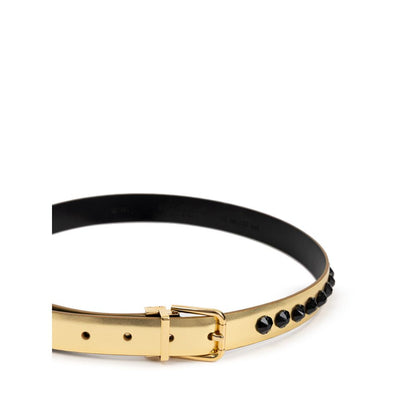 Belt by Dolce & Gabbana for women in leather black & gold features an artisanal silhouette, showcasing the artisanal craftsmanship of the Leather Belt collection for a artisanal finish.