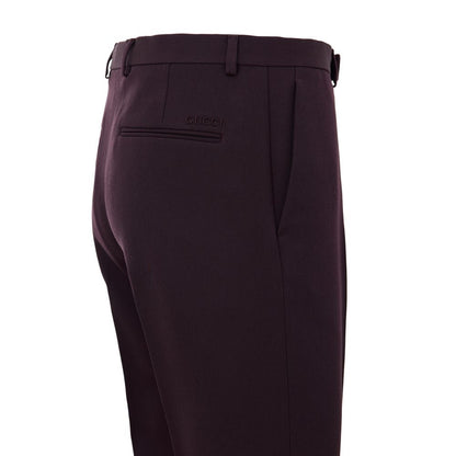 Jeans by Gucci for men in denim & wool bordeaux & burgundy features a refined silhouette with a refined straight-leg, defined by a and a refined long for a refined finish.
